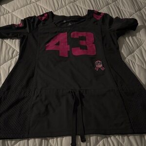 Womens Black and Pink Sports Jersey